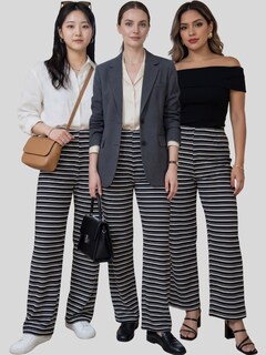 Foto 6 | Foto 6 | Pantalón Recto A Rayas Diseño Sofisticado Pant-060 Negro Comodidad Total Para Look Casual Chic Y Elegancia Moderna Para Mujer