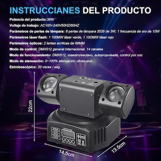 Foto 3 | Foto 3 | Cabeza Móvil Luz Led De Escenario Eo Safe Imports Esi-24427 Negro