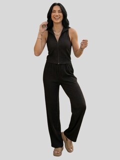 Foto 2 | Foto 2 | Conjunto Mujer 2 Piezas Tipo Jumpsuit Blusa Sin Mangas Y Pantalón Cómodo Conj- 0127 Negro Casual Chic Para Mujer