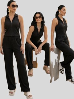 Foto 6 | Foto 6 | Conjunto Mujer 2 Piezas Tipo Jumpsuit Blusa Sin Mangas Y Pantalón Cómodo Conj- 0127 Negro Casual Chic Para Mujer