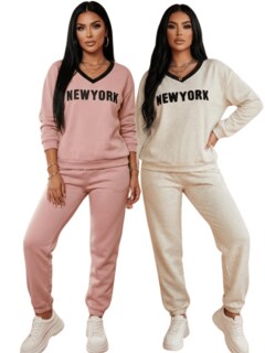 Foto 1 | Foto 1 | Pack De 2 Conjuntos Estilo Deportivo Urbano Conj-0132-px2 Gris Claro Y Rosa Sudaderas Y Pants Cómodos Para Mujer