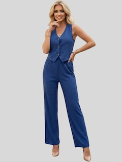 Foto 2 | Foto 2 | Conjunto De Mujer De Dos Piezas Conj-0120 Marino Conjunto De Pantalón Y Blusa Tipo Chaleco