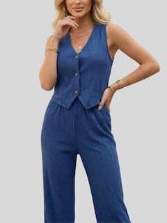 Foto 5 | Foto 5 | Conjunto De Mujer De Dos Piezas Conj-0120 Marino Conjunto De Pantalón Y Blusa Tipo Chaleco