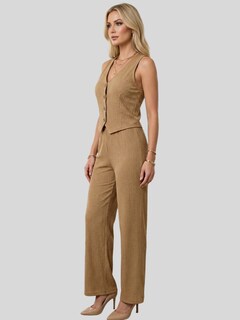 Foto 4 | Foto 4 | Conjunto De Mujer De Dos Piezas Conj-0120 Beige Conjunto De Pantalón Y Blusa Tipo Chaleco