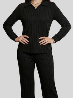 Foto 5 | Foto 5 | Conjunto De Suéter Y Pantalón Acanalado Conj-0122 Negro Diseño Elegante Y Versátil Para Mujer