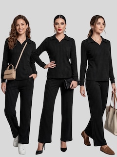 Foto 6 | Foto 6 | Conjunto De Suéter Y Pantalón Acanalado Conj-0122 Negro Diseño Elegante Y Versátil Para Mujer