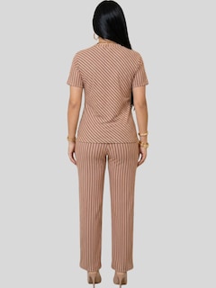 Foto 3 | Foto 3 | Conjunto 3 Piezas Blusa Casual Con Short Y Pantalón A Rayas Conj-126 Coral Outfit Versátil Y Cómodo Para Mujer