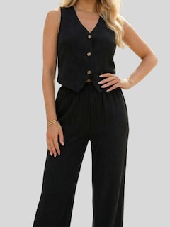 Foto 5 | Foto 5 | Conjunto De Mujer De Dos Piezas Conj-0120 Negro Conjunto De Pantalón Y Blusa Tipo Chaleco
