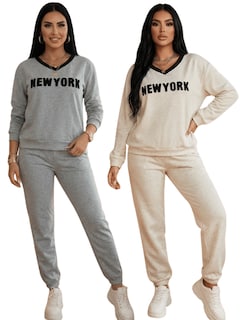 Foto 1 | Foto 1 | Pack De 2 Conjuntos Estilo Deportivo Urbano Conj-0132-px2 Gris Claro Y Gris Oscuro Sudaderas Y Pants Cómodos Para Mujer