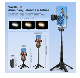 Foto 4 | Foto 4 | Tripie Celular Porta Celulares Con Control Remoto Luz Led Modelo Negro