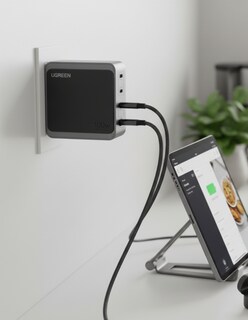 Foto 7 | Foto 7 | Cargador Ugreen 3 Puertos Usb C 1 Usb A 100w + Cable Usb C 90 Grados 1m