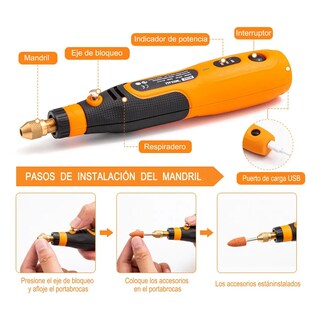 Foto 3 | Foto 3 | Set Mini Mototool Taladro Esmerilado 48pcs Eo Safe Imports Esi-24352 Anaranjado