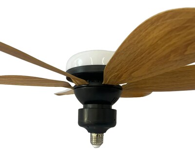 Foto 3 | Foto 3 | Ventilador Foco Led 6 Aspas Tipo Madera E27 Con Control Remo 52 Cm Madera Plástico 6