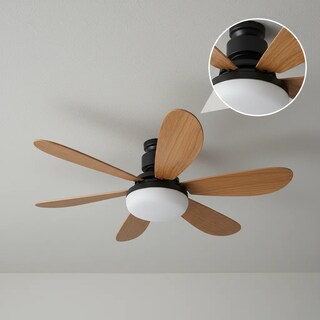 Foto 4 | Foto 4 | Ventilador Foco Led 6 Aspas Tipo Madera E27 Con Control Remo 52 Cm Madera Plástico 6