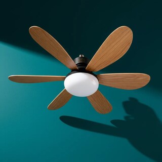 Foto 5 | Foto 5 | Ventilador Foco Led 6 Aspas Tipo Madera E27 Con Control Remo 52 Cm Madera Plástico 6