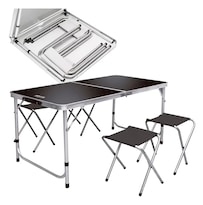 Mesa Plegable Tipo Portafolio 120cm 4 Sillas Negro Negro