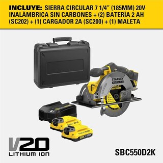 Foto 2 | Foto 2 | Sierra Circular Stanley 7 1/4'' V20 Sin Carbones Profesional Modelo Sbc550d2k-b3