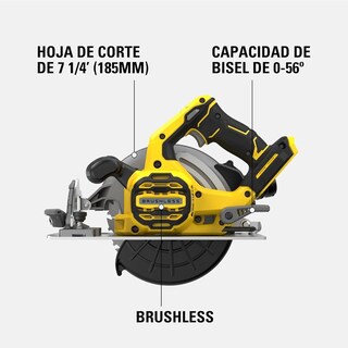 Foto 3 | Foto 3 | Sierra Circular Stanley 7 1/4'' V20 Sin Carbones Profesional Modelo Sbc550d2k-b3