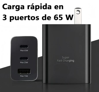 Foto 2 | Foto 2 | Cargador Rápido Triple Puerto 65w Tipo C Modelo Negro