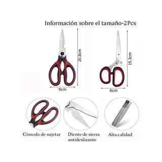 Foto 2 | Foto 2 | Tijeras De Cocina Multiusos 2 Piezas Eo Safe Imports Esi-24682 Negro