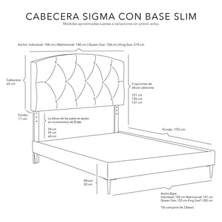 Foto 6 | Foto 6 | Cabecera Dicasa Sigma Azul Individual + Base Cama Slim