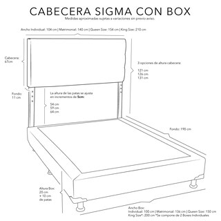 Foto 6 | Foto 6 | Cabeceradicasa Sigma Azul Individual + Box