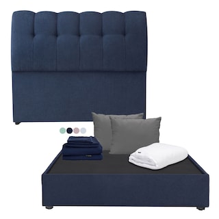 Foto 1 | Foto 1 | Cabecera Dicasa Milan Azul Queen Size + Base Cama + Almohada 2 Pack + Protector Cloud + Sábanas Softy
