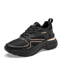 Stars Of The World Tenis Chunky Negro Oro Para Mujer