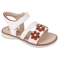 Sandalia Huarache Niña Dominiq 7081 Latte Flores Y Velcro
