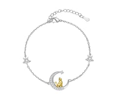 Pulseras De Gato Luna Plata 925 Modelo Plateado