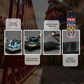 Foto 4 | Foto 4 | Pintura En Aerosol Negro Multiusos Secado Rápido Alta Temperatura