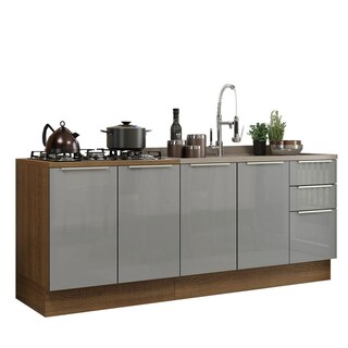 Foto 1 | Foto 1 | Madesa Kit De 2 Balcones De Cocina 4 Puertas 3 Cajones (sin Encimera Y Fregadero) Lux Rústico/gris