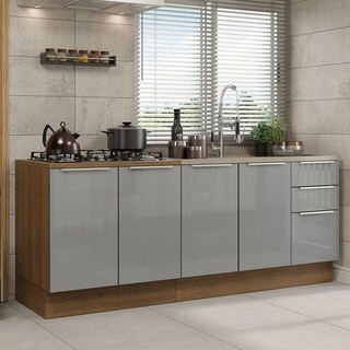 Foto 2 | Foto 2 | Madesa Kit De 2 Balcones De Cocina 4 Puertas 3 Cajones (sin Encimera Y Fregadero) Lux Rústico/gris