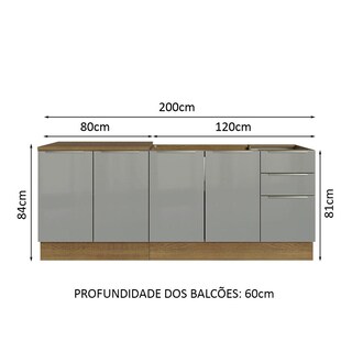 Foto 3 | Foto 3 | Madesa Kit De 2 Balcones De Cocina 4 Puertas 3 Cajones (sin Encimera Y Fregadero) Lux Rústico/gris