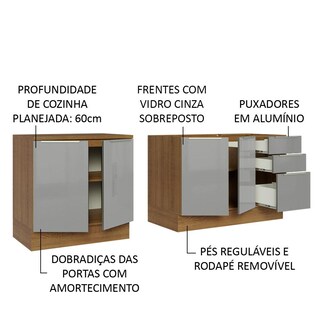 Foto 4 | Foto 4 | Madesa Kit De 2 Balcones De Cocina 4 Puertas 3 Cajones (sin Encimera Y Fregadero) Lux Rústico/gris