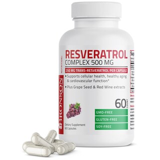 Foto 1 | Foto 1 | Complemento Alimenticio Bronson Resveratrol 500mg 60 Cápsulas Naturales