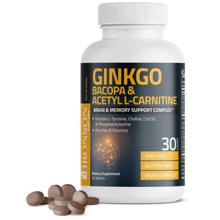 Foto 1 | Foto 1 | Vitaminas Bronson Ginkgo Bacopa Acetil L-carnitina 30 Tabletas Para Función Cerebral
