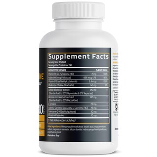 Foto 2 | Foto 2 | Vitaminas Bronson Ginkgo Bacopa Acetil L-carnitina 30 Tabletas Para Función Cerebral