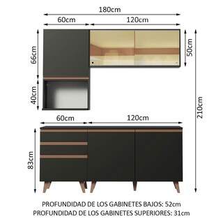 Foto 3 | Foto 3 | Cocina Integral Completa Modular Madesa Reims 180cm Negro 10