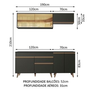 Foto 3 | Foto 3 | Madesa Gabinete De Cocina Integral Compacta 190 Cm Reims Negro 01