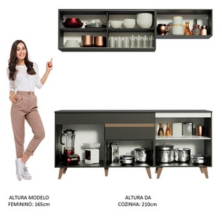 Foto 5 | Foto 5 | Madesa Gabinete De Cocina Integral Compacta 190 Cm Reims Negro 01