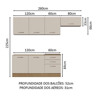 Foto 3 | Foto 3 | Madesa Gabinete De Cocina Integral Completo 260 Cm Agata Rustic/crema 02