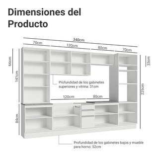Foto 3 | Foto 3 | Cocina Integral Completa Modular Madesa Glamy 340cm Bb