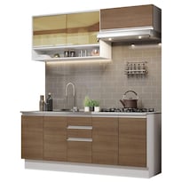 Cocina Integral Con Fregadero 200cm Glamy Madesa 09 Blanco/marron