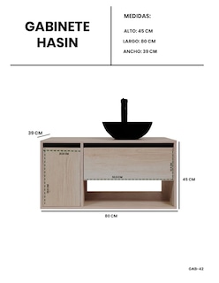 Foto 6 | Foto 6 | Gabinete Flotante para Baño con Ovalín Negro y Llave Mezcladora