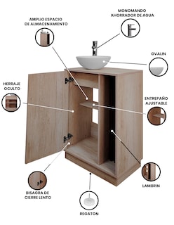 Foto 5 | Foto 5 | Gabinete para Baño Decomobil Negro con Ovalín y Llave Mezcladora
