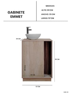 Foto 6 | Foto 6 | Gabinete para Baño Decomobil Negro con Ovalín y Llave Mezcladora