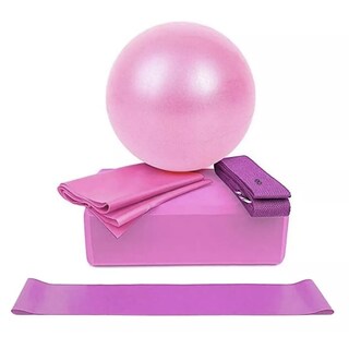 Foto 1 | Foto 1 | Kit Ejercicio Pelota Pilates Bloques Yoga Bandas Resistencia Eo Safe Imports Esi-13978-1 Rosa