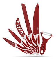 Juego De Cuchillos De Cocina Amercook Antiadherente 6 Piezas Rojo