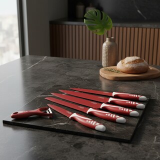 Foto 2 | Foto 2 | Juego De Cuchillos De Cocina Amercook Antiadherente 6 Piezas Rojo